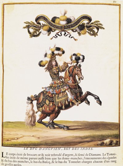 Der Herzog von Enghien als König der Indianer beim Karussell für Ludwig XIV. (1638-1715) vor den Tuilerien, 5. Juni 1662 von Israël Silvestre the Younger